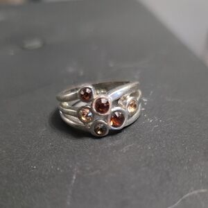 Lia Sophia Silver Ring with Brown Accents
